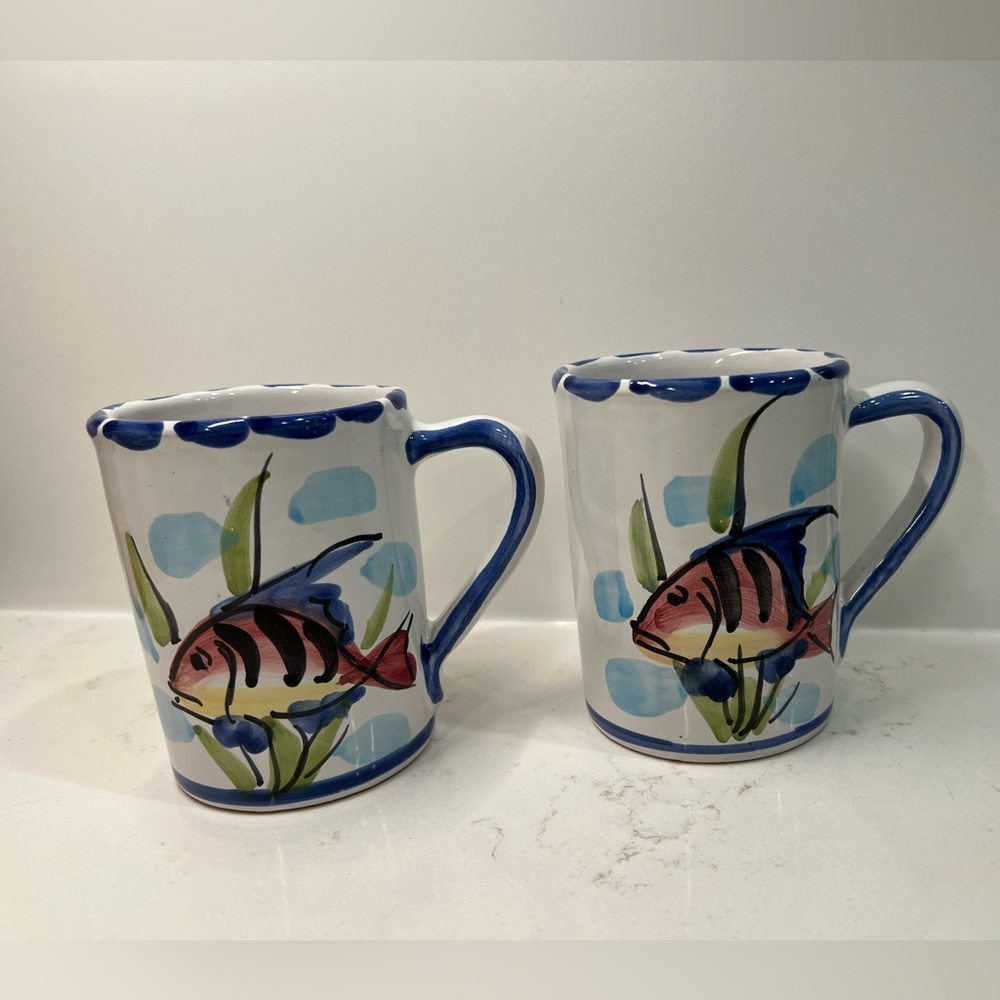 Vietri Blue and White Mugs